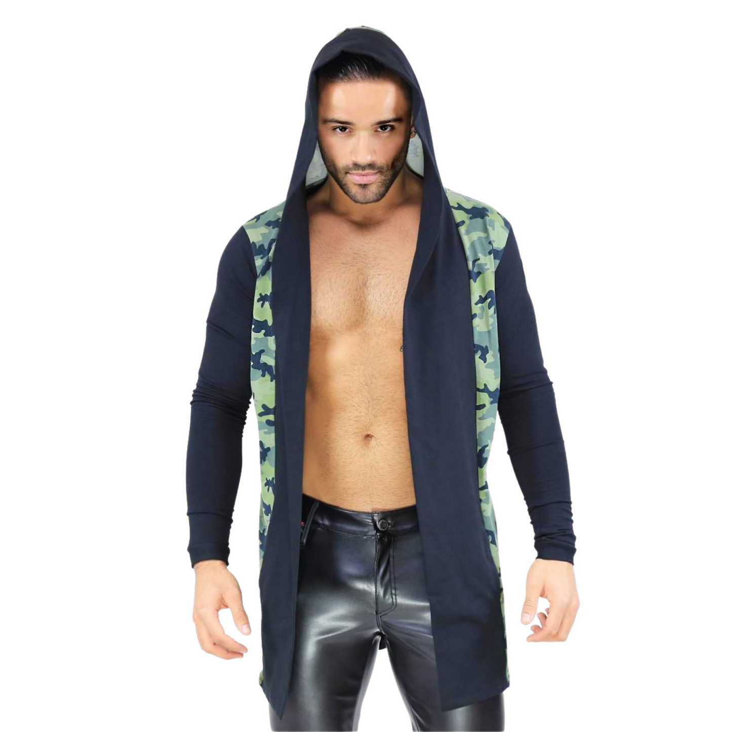 Zwarte hoodie met camouflage design ontworpen door het Franse modehuis Tof Paris en te koop bij Flavourez.