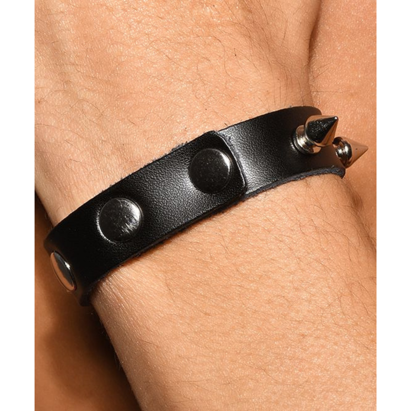 Andrew Christian - Trophy Boy Spiked Vegan Leather Cock Ring - Zwart