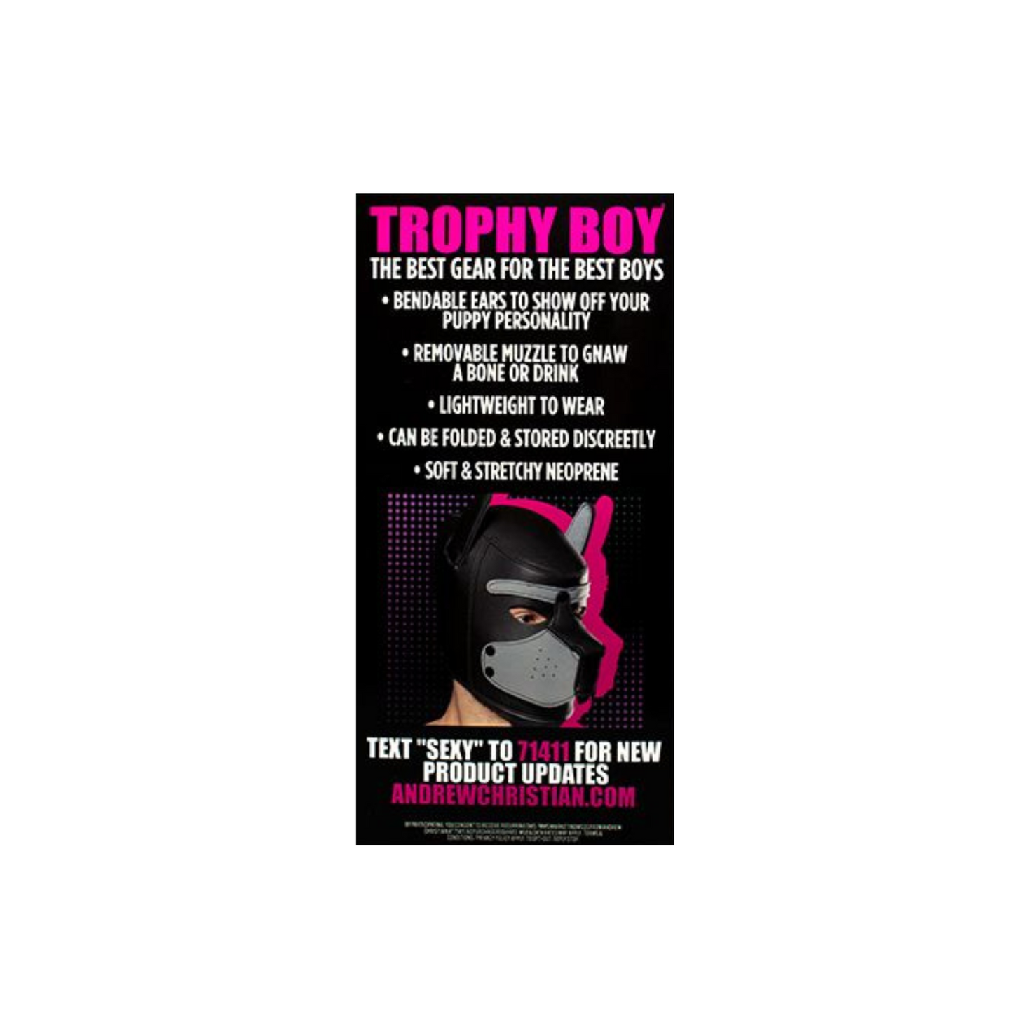 Andrew Christian - Trophy Boy Puppy Masker - Grijs