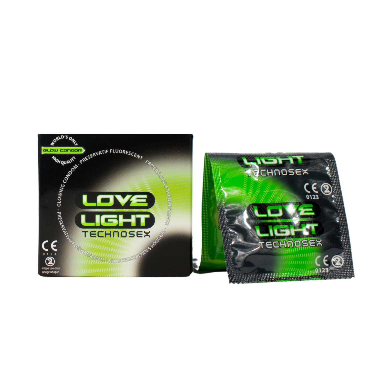 Doosje met 3 glow in the dark condooms van Sugant, te koop bij Flavourez.