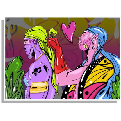 Zeer kleurrijke Poster Print 'Sprout Hood' geschilderd door Antzinyopants. Gay Art en LGBTQ+ Art van Antzinyopants is te koop bij Flavourez.