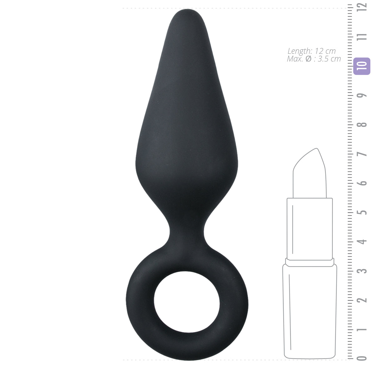 Zwarte butt plug van EasyToys, 12 cm lang en makkelijk uitneembaar door de trekring. Deze butt plug en andere EasyToys producten zijn te koop bij Flavourez.