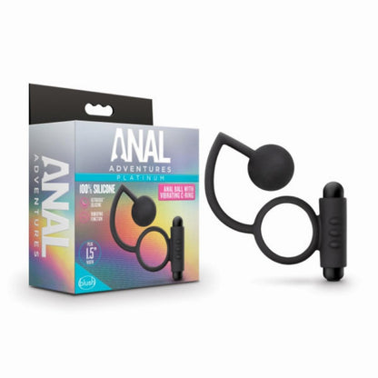 Zwarte vibrerende cock ring met anaal plug van het merk Anal Adventures. te koop bij Flavourez